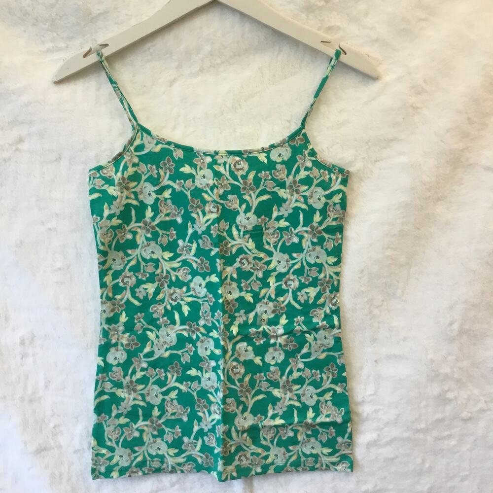LOFT Green Vine Scoop Neck Cami